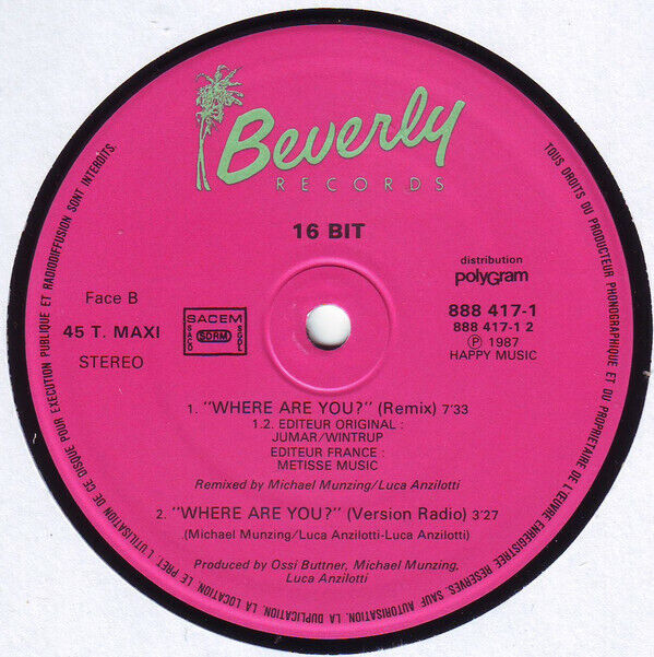 16 Bit ‎12" Where Are You? Remix (We Know The Way) - France (EX/M)