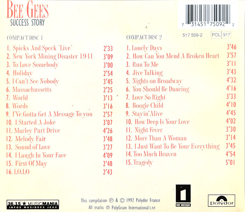 Bee Gees 2xCD Success Story - Made By PRS (NM/NM)