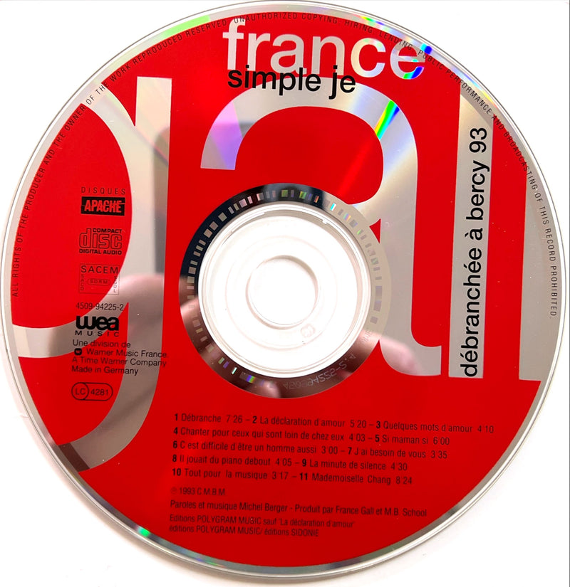 France Gall CD Simple Je (Débranchée À Bercy 93) (NM/NM)
