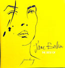 a drawing of a woman's face on a yellow background