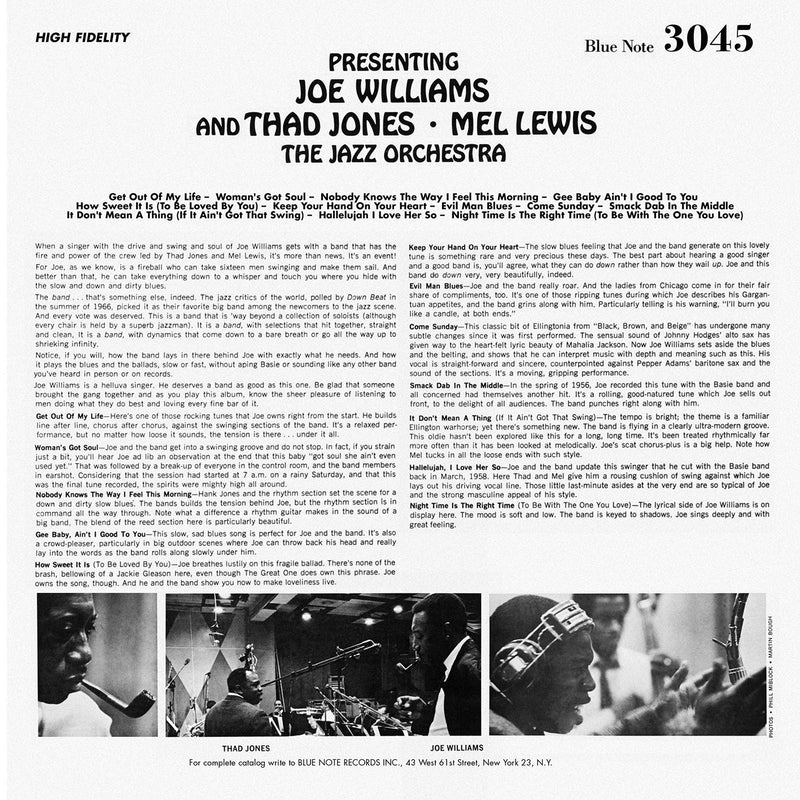 Joe Williams And Thad Jones • Mel Lewis, The Jazz Orchestra ‎LP Joe Williams And Thad Jones, Mel Lewis, The Jazz Orchestra - Blue Vinyl, Limited Edition to 1000 copies - Germany