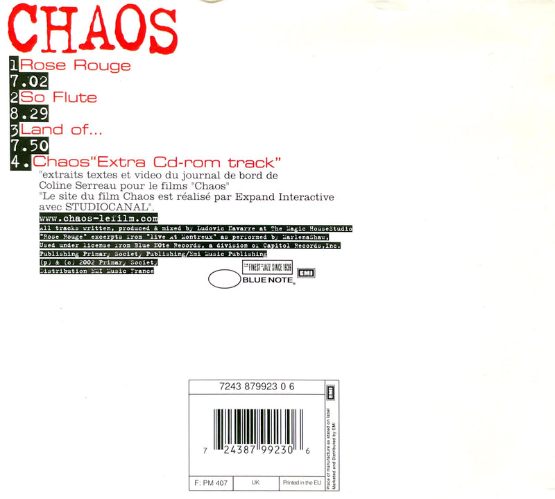 Ludovic Navarre aka St Germain ‎CD Chaos (Un Film De Coline Serreau) - France (VG+/VG+)