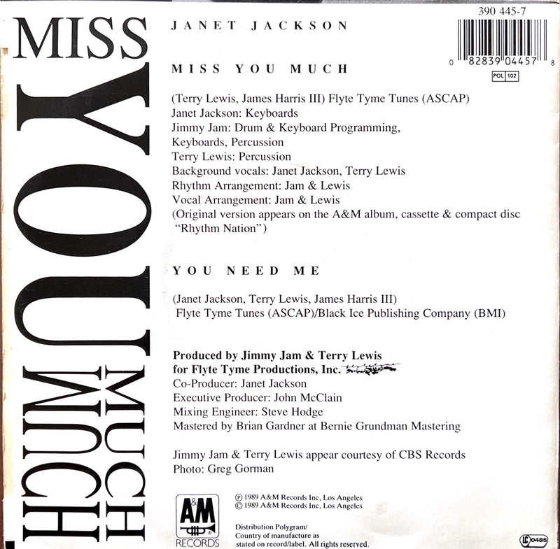Janet Jackson 7" Miss You Much - Europe (VG+/VG)