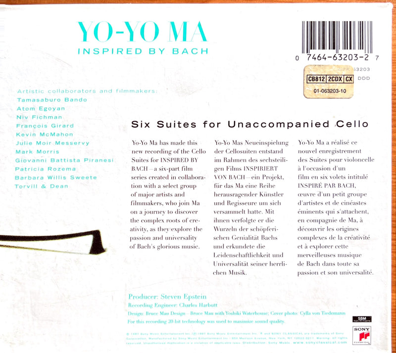 Bach, Yo-Yo Ma 2xCD The Cello Suites: Inspired By Bach - Europe (NM/VG+)