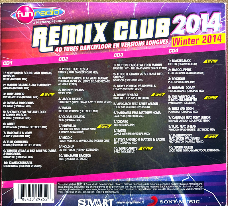 Compilation 4xCD Fun Radio Remix Club Winter 2014 - France (NM/VG+)