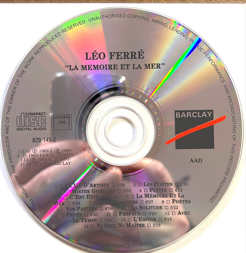 Léo Ferré CD La Mémoire Et La Mer - France