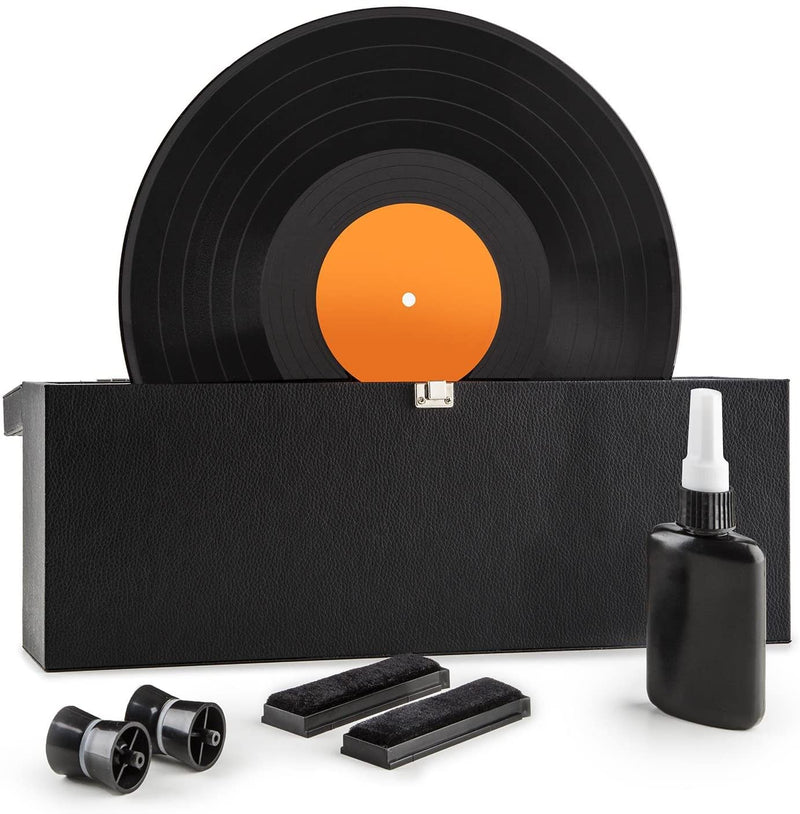 AUNA Vinyl Clean - Set d'entretien pour vinyles Machine à Laver Les disques vinyles LP EP (Tous formats de disques, Nettoyage Antistatique, Format Valise Compact et transportable Partout)