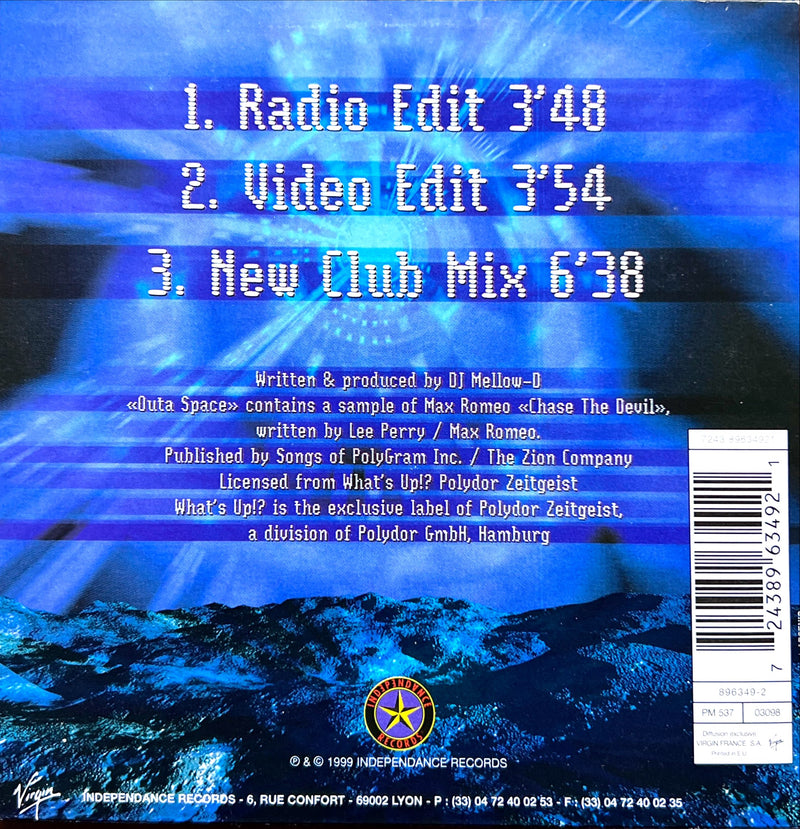 the back cover of a cd with a blue background