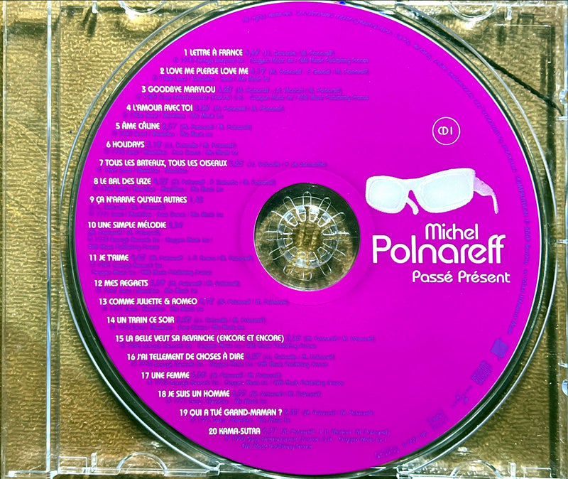 a cd with a purple disc cover and a pair of sunglasses on it