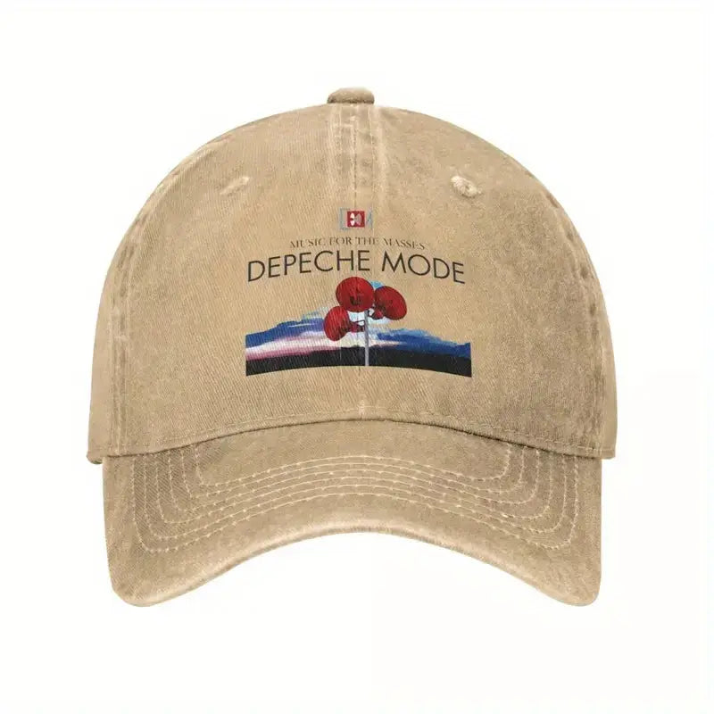 Casquette vintage Depeche Mode "Music for the Masses" beige unisexe ajustable