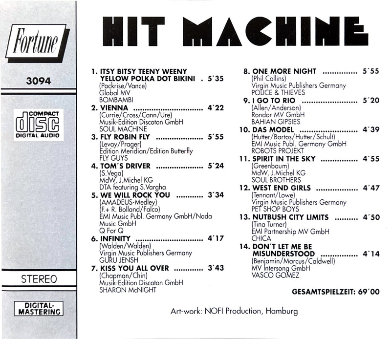 the back cover of the hit machine album