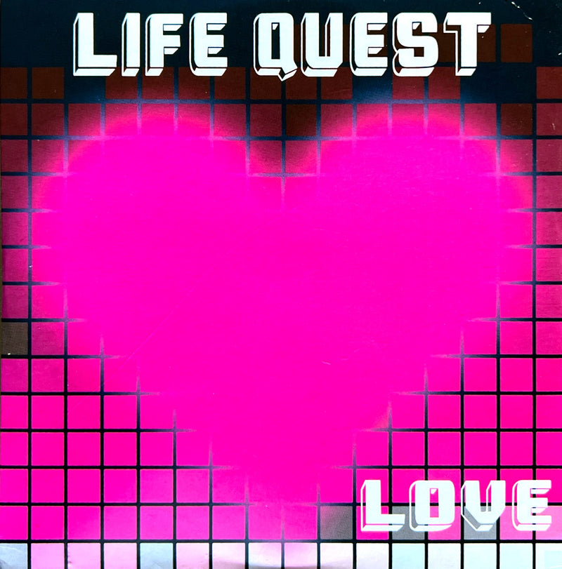 a pink heart with the words life quest on it