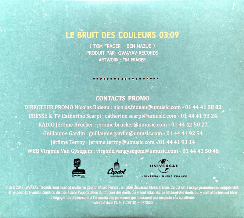 Tom Frager CD Single Le Bruit Des Couleurs - Digipak - Promo - France (M/EX+)