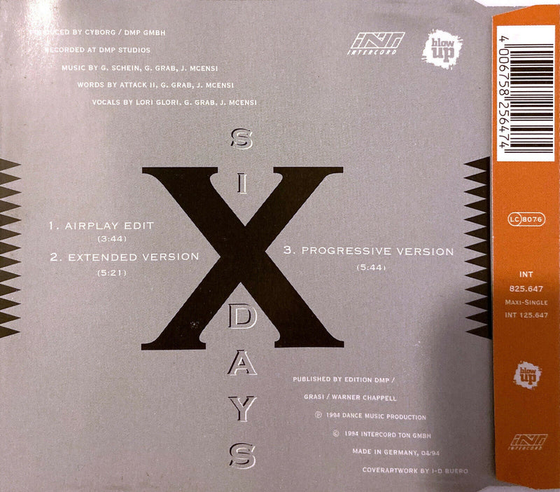 Intermission Feat. Lori Glori Maxi CD Six Days - Germany (EX/EX)