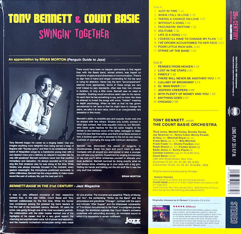 Tony Bennett & Count Basie LP Swingin' Together