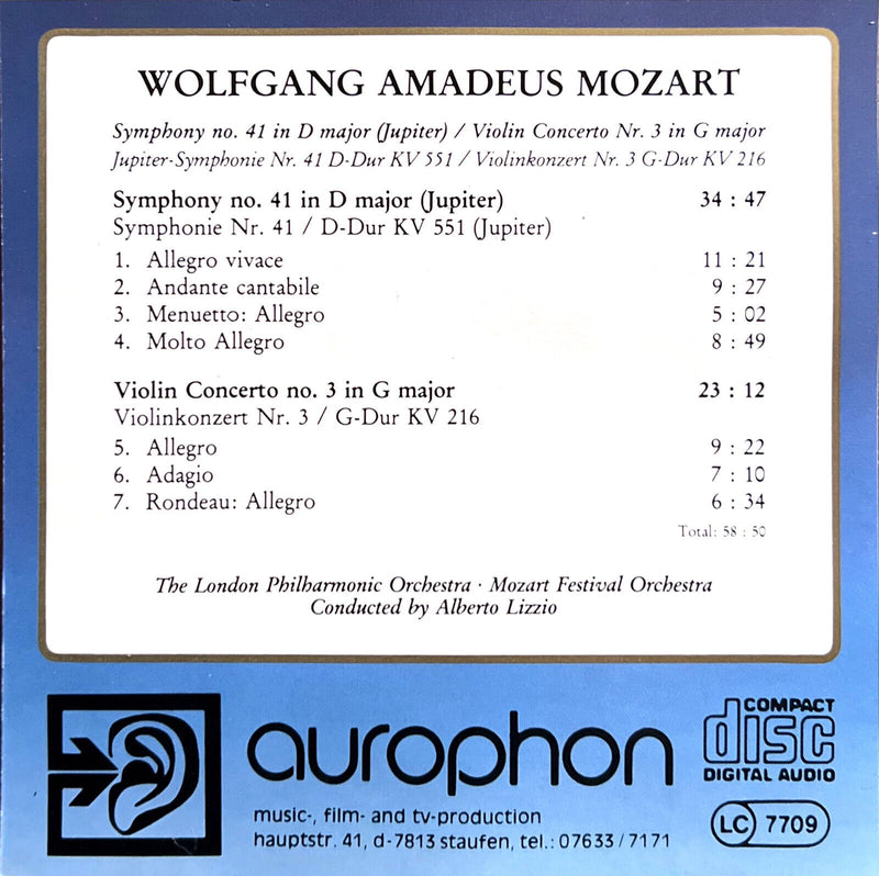 Wolfgang Amadeus Mozart CD Jupiter-Symphonie ∙ Violin Concerto No. 3 In G Major
