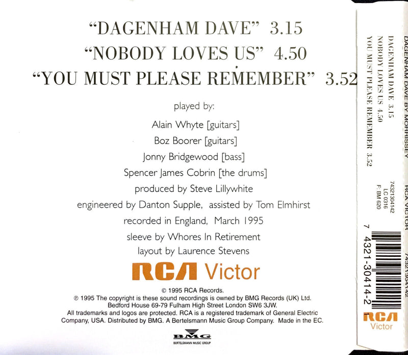 Morrissey ‎Maxi CD Dagenham Dave - Europe (M/EX+)