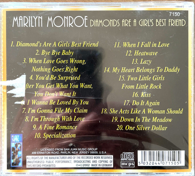 Marilyn Monroe CD Diamonds Are A Girl's Best Friend