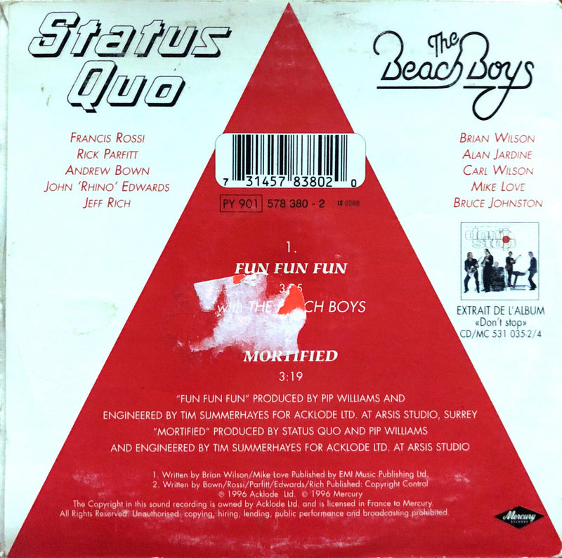 Status Quo With The Beach Boys CD Single Fun Fun Fun - France (G/G+)