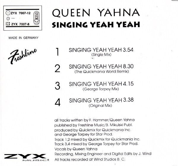 Queen Yahna ‎Maxi CD Singing Yeah Yeah - Germany (EX+/VG+)