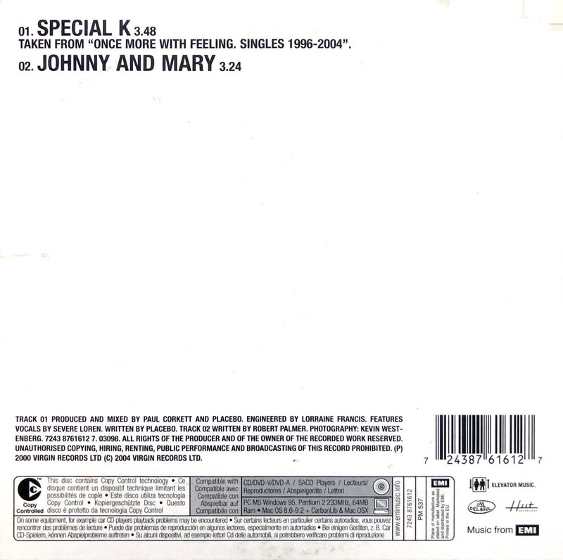 Placebo ‎CD Single Special K - Europe (VG/VG+)
