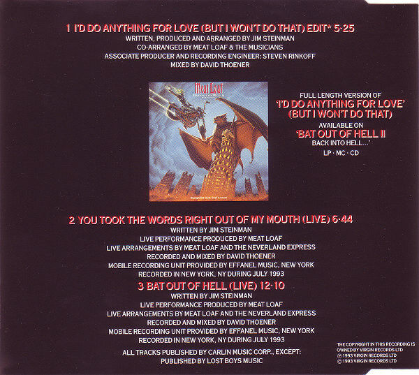 Meat Loaf ‎Maxi CD I'd Do Anything For Love (But I Won't Do That) - Europe (M/EX