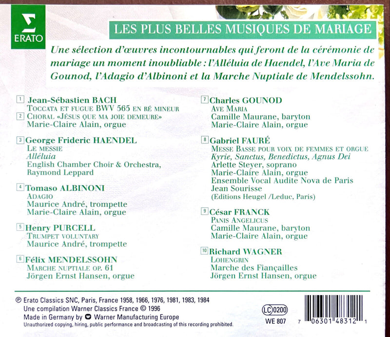 Compilation CD Les Plus Belles Musiques De Mariage