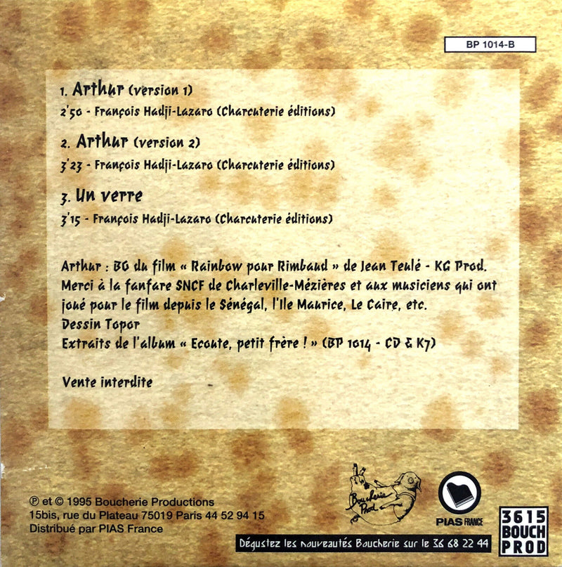 Les Garçons Bouchers ‎CD Single Arthur - Promo - France (VG+/VG)