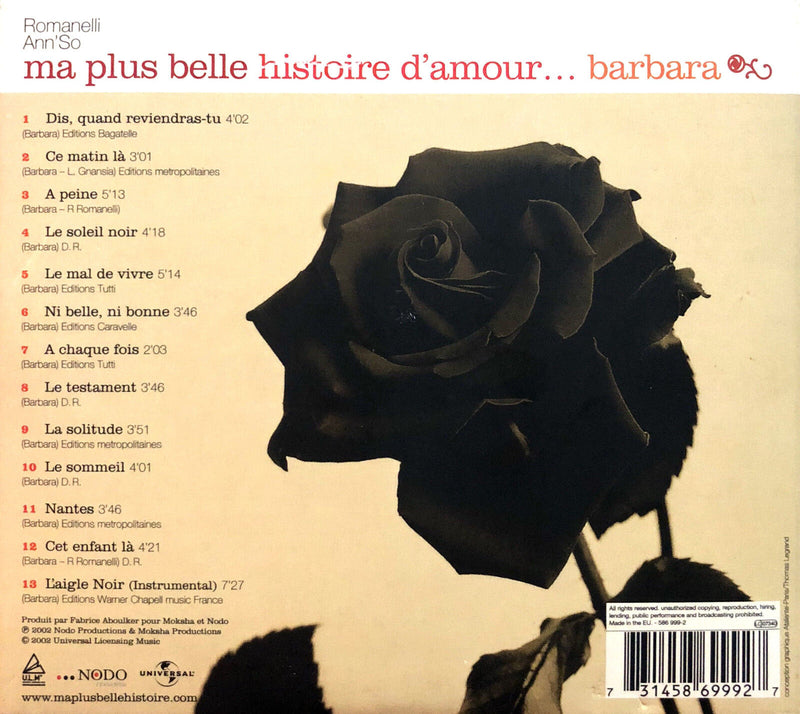 Romanelli, Ann'So CD Ma Plus Belle Histoire D'Amour... Barbara - Europe (EX+/EX)