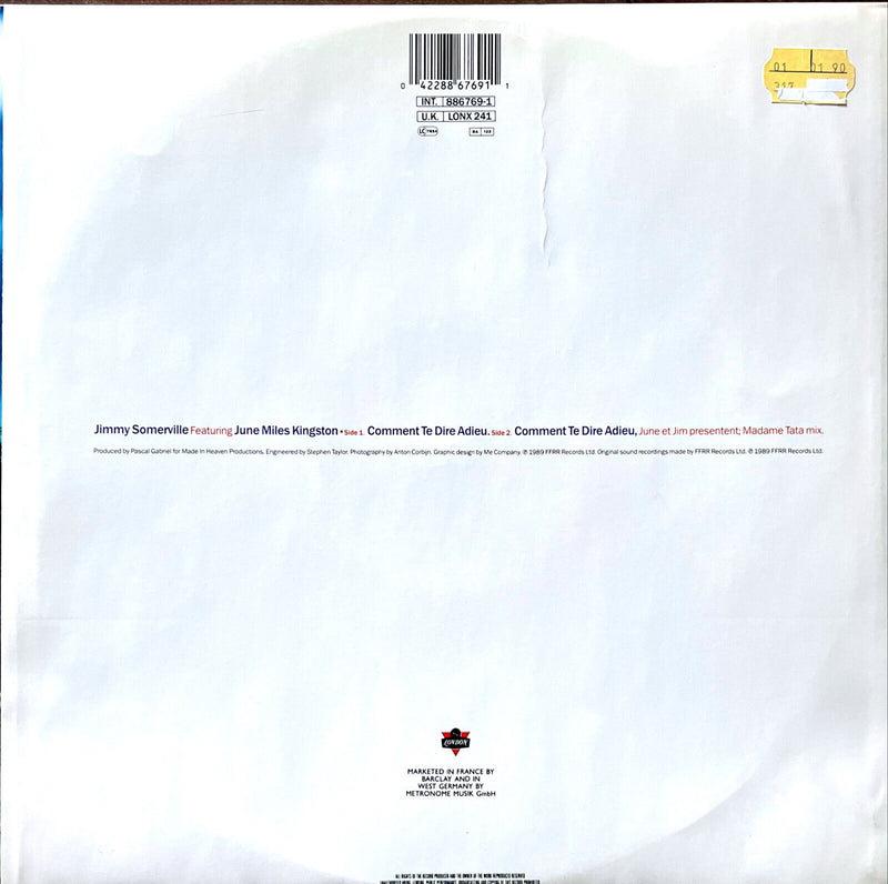 Jimmy Somerville Featuring June Miles Kingston 12" Comment Te Dire Adieu