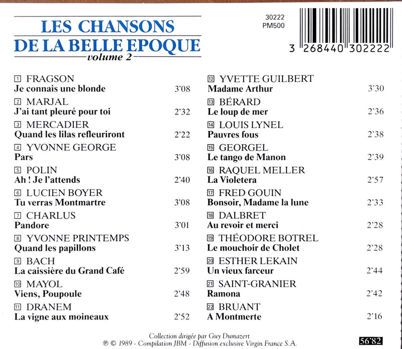 Various CD Chansons De La Belle Époque Volume 2