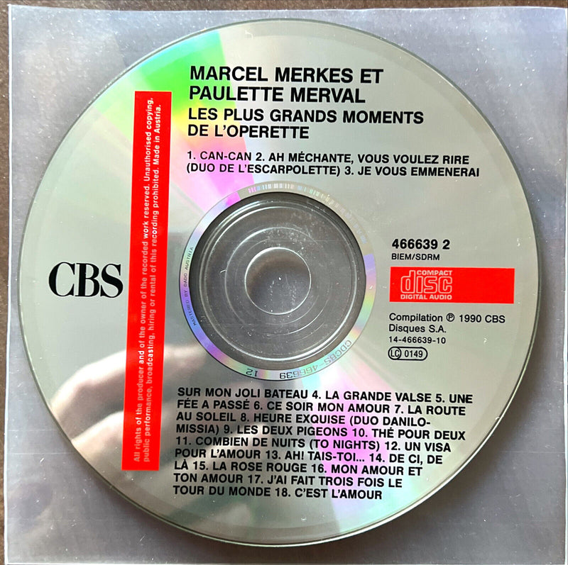 Various, Marcel Merkes - Paulette Merval CD Les Plus Grands Moments de L'opérett