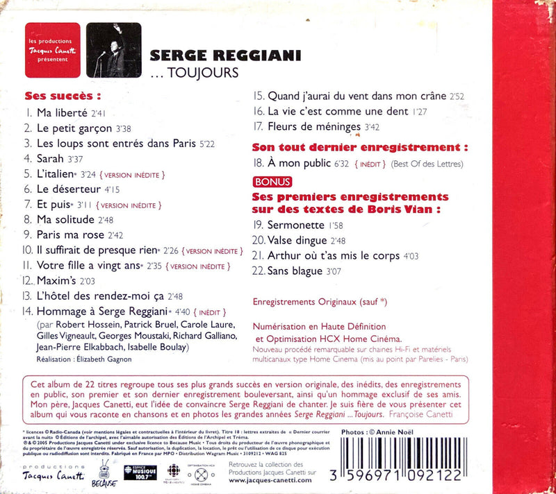 Serge Reggiani ‎CD ...Toujours - Digipak - France (G/G)