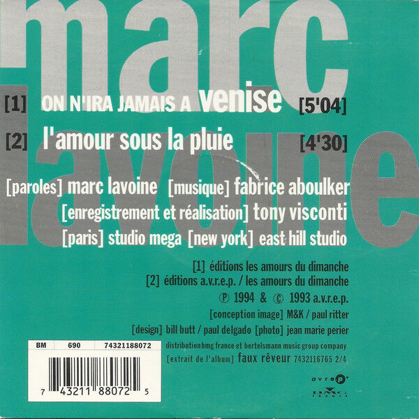 Marc Lavoine CD Single On N'Ira Jamais À Venise - France (EX/EX)