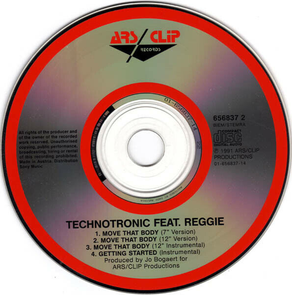 Technotronic Featuring Reggie ‎Maxi CD Move That Body - Europe (EX+/VG+)