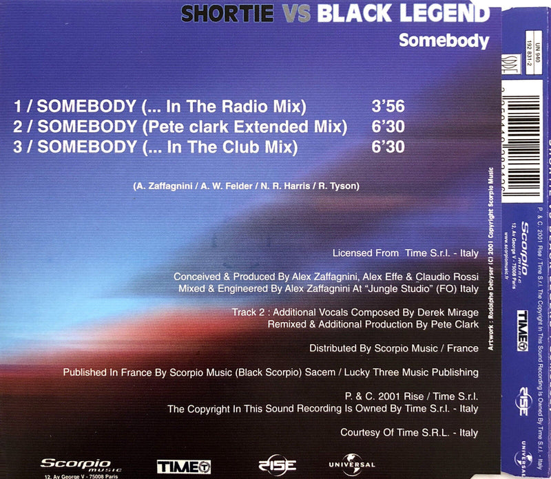 Shortie vs Black Legend ‎Maxi CD Somebody - France (M/M)