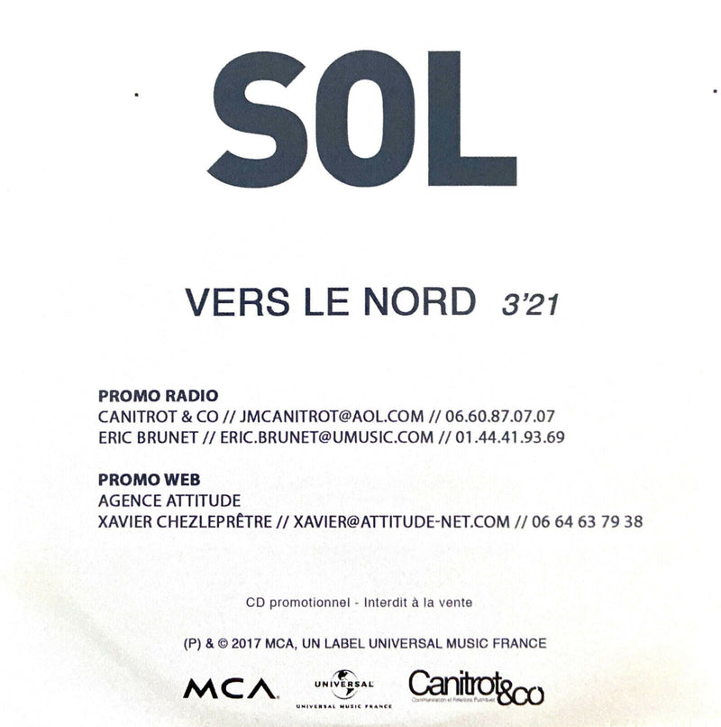 SOL CD Single Vers Le Nord - Promo - France (EX+/M)