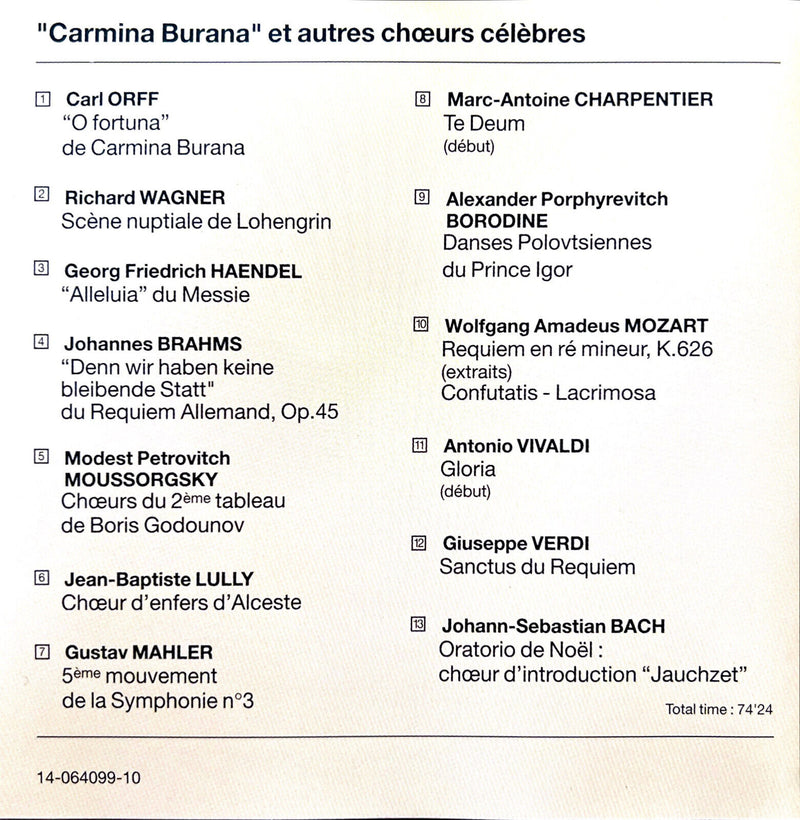 Various CD Carmina Burana Et Autres Chœurs Célèbres