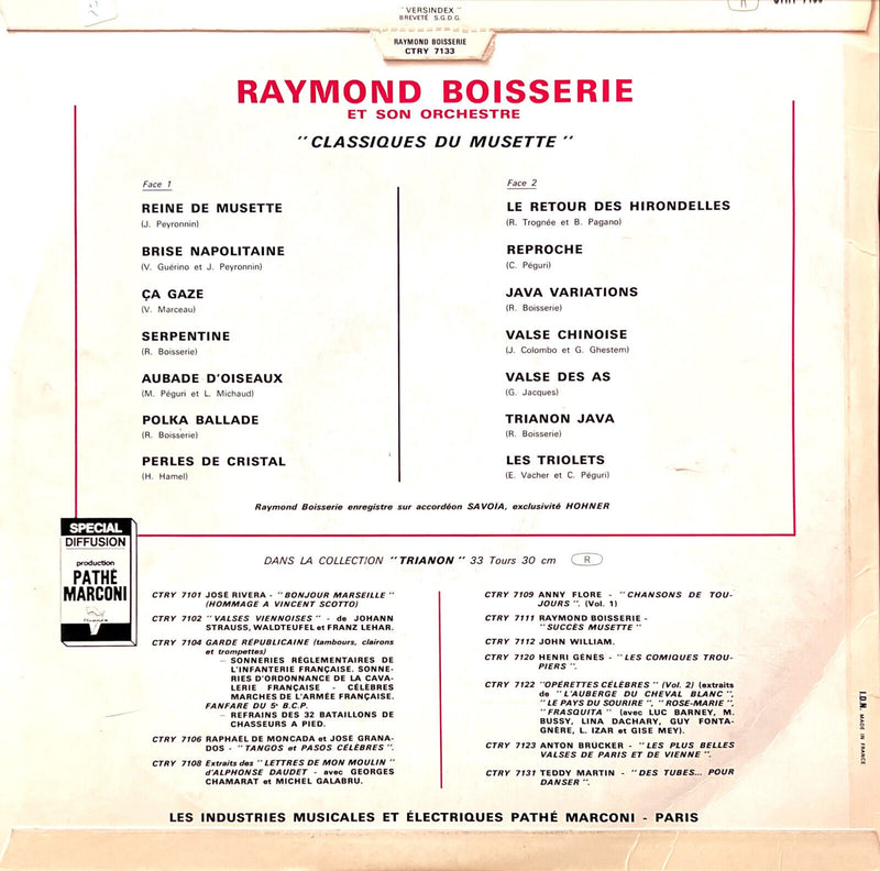 Raymond Boisserie LP Les grands classiques du musette avec Raymond Boisserie et