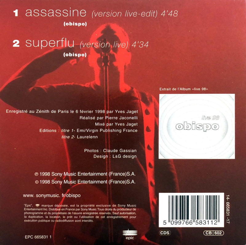 Pascal Obispo CD Single Assassine - France (EX/EX+)