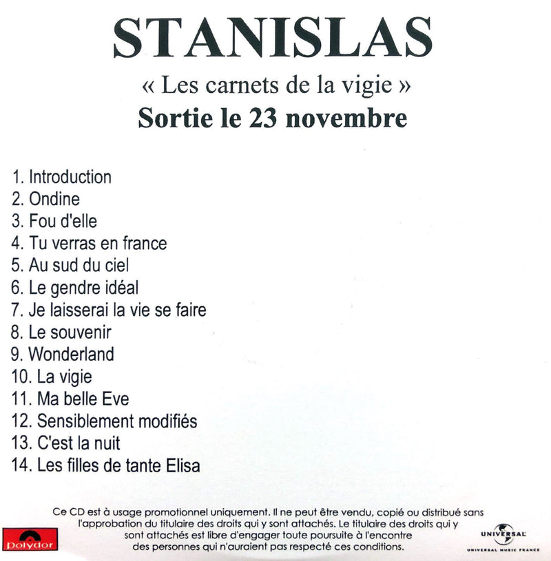 Stanislas CD Les Carnets De La Vigie - Promo - France (M/M)
