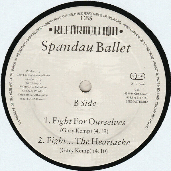 Spandau Ballet ‎12" Fight For Ourselves (Extended Remix) - Holland (VG+/M)