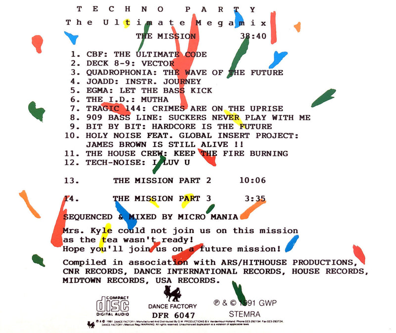 Compilation ‎CD Techno Party - The Ultimate Megamix - Holland (EX/VG)
