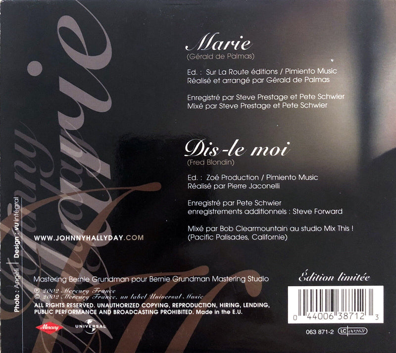 Johnny Hallyday ‎CD Single Marie - Limited Edition - France (EX/VG+)