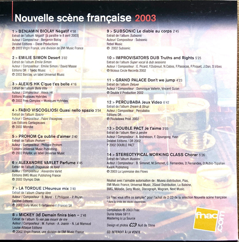 Compilation CD Nouvelle Scène Française 2003 - Promo