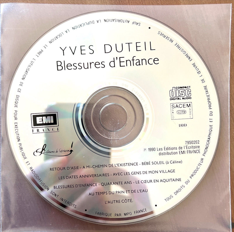 Yves Duteil CD Blessures D'Enfance