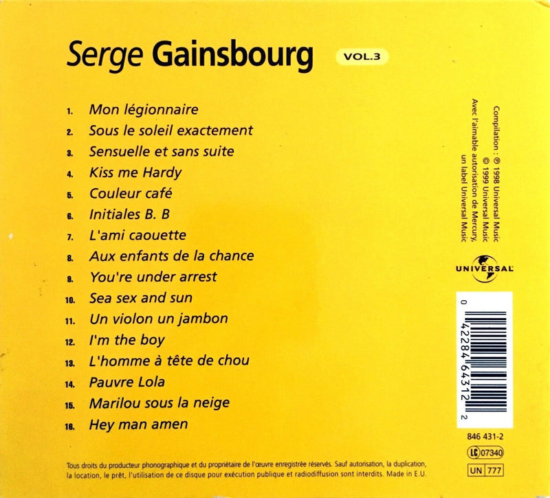 Serge Gainsbourg ‎CD Serge Gainsbourg Vol.3 - Belgium (VG/EX)