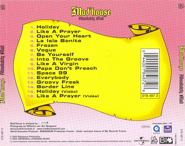 Mad'house ‎CD Absolutely Mad - France (M/M)