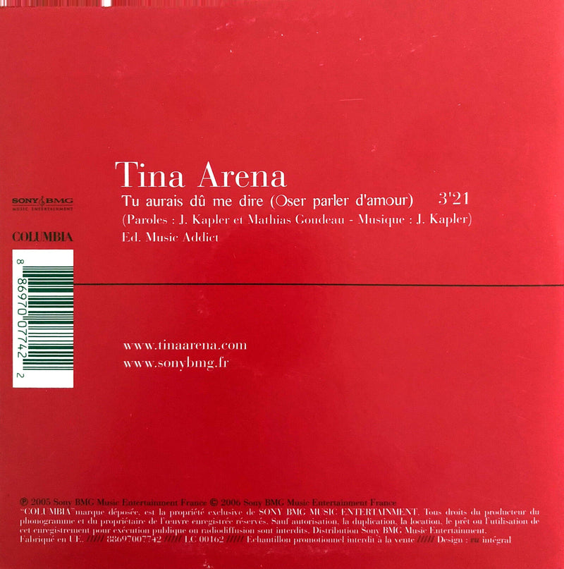 Tina Arena CD Single Tu Aurais Dû Me Dire (Oser Parler D'Amour) - Promo - France