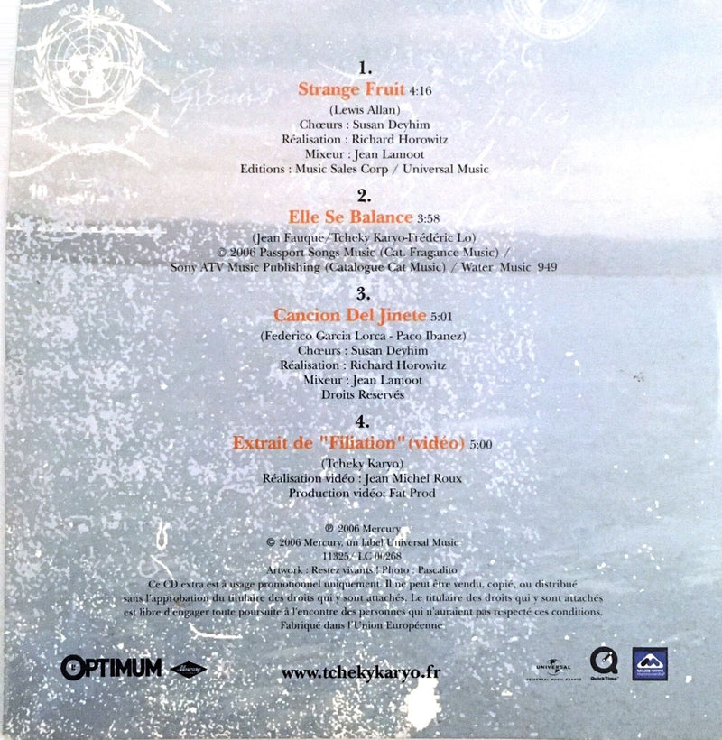 Tcheky Karyo CD Sampler 4 titres - Promo - France (EX/EX+)